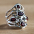 Garnet cluster ring, 'Scarlet Gaze' - Sterling Silver and Garnet Ring thumbail