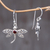 Garnet dangle earrings, 'Enchanted Dragonfly' - Handcrafted Indonesian Silver and Garnet Earrings (image 2b) thumbail