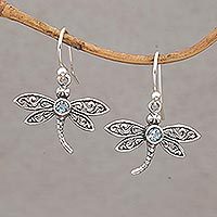 Featured review for Blue topaz dangle earrings, Enchanted Dragonfly