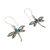 Sterling silver dangle earrings, 'Enchanted Dragonfly' - Reconstituted Turquoise and Silver Earrings (image 2b) thumbail