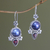 Cultured pearl and garnet floral earrings, 'Frangipani Trio' - Pearl and Garnet Silver Dangle Earrings thumbail