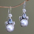 Cultured pearl and blue topaz floral earrings, 'Frangipani Trio' - Sterling Silver Pearl and Blue Topaz Earrings from Bali (image 2) thumbail