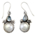 Cultured pearl and blue topaz floral earrings, 'Frangipani Trio' - Sterling Silver Pearl and Blue Topaz Earrings from Bali (image 2a) thumbail