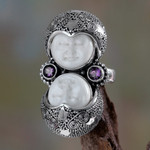 Amethyst cocktail ring, 'Royal Romance' - Artisan Crafted Sterling Silver and Amethyst Cocktail Ring