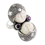 Amethyst cocktail ring, 'Royal Romance' - Artisan Crafted Sterling Silver and Amethyst Cocktail Ring