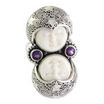 Amethyst cocktail ring, 'Royal Romance' - Artisan Crafted Sterling Silver and Amethyst Cocktail Ring