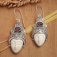 Garnet dangle earrings, 'Royal Romance' - Sterling Silver and Garnet Dangle Earrings