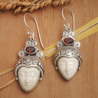 Garnet dangle earrings, 'Royal Romance' - Sterling Silver and Garnet Dangle Earrings