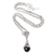 Onyx pendant necklace, 'Raven Heart' - Stering Silver and Onyx Pendant Necklace
