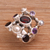 Pearl and garnet cluster ring, 'Tree of Lights' - Hand Made Pearl and Garnet Multigem Ring thumbail