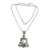 Cultured pearl and blue topaz floral necklace, 'Frangipani Trio' - Artisan Crafted Blue Topaz and Pearl Silver Necklace thumbail