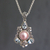 Cultured pearl and blue topaz floral necklace, 'Pink Frangipani Trio' - Unique Pearl and Blue Topaz Pendant Necklace (image 2) thumbail