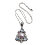 Curated gift set, 'Love Moon' - Silver Blue Topaz & Pearl Necklace Earrings Curated Gift Box