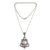 Cultured pearl and blue topaz floral necklace, 'Pink Frangipani Trio' - Unique Pearl and Blue Topaz Pendant Necklace thumbail