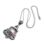 Curated gift set, 'Love Moon' - Silver Blue Topaz & Pearl Necklace Earrings Curated Gift Box