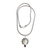 Garnet and moonstone pendant necklace, 'Princess Aura' - Garnet and Bone Silver Pendant Necklace thumbail