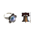 Cultured pearl cocktail ring, 'Blue Jasmine' - Handcrafted Floral Sterling Silver and Pearl Ring