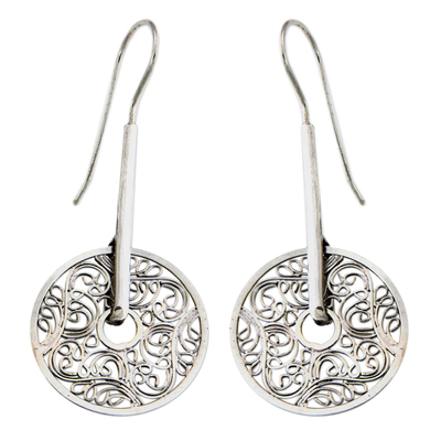 Sterling silver drop earrings, 'Cosmic Garden' - Hand Crafted Sterling Silver Drop Earrings