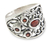 Garnet band ring, 'Tree of Destiny' - Sterling Silver and Garnet Ring from Indonesia (image 2a) thumbail