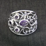 Amethyst band ring, 'Tree of Destiny' - Handcrafted Amethyst and Silver Ring