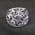Amethyst band ring, 'Tree of Destiny' - Handcrafted Amethyst and Silver Ring thumbail