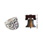 Amethyst band ring, 'Tree of Destiny' - Handcrafted Amethyst and Silver Ring