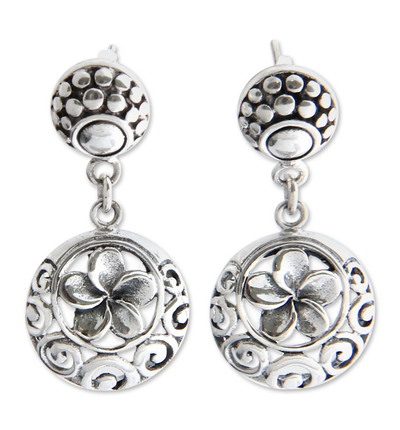 Sterling silver flower earrings, 'Promised Loyalty' - Hand Made Floral Sterling Silver Dangle Earrings