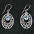 Blue topaz flower earrings, 'Jasmine Raindrops' - Hand Crafted Blue Topaz and Sterling Silver Dangle Earrings (image 2) thumbail