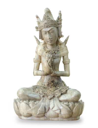 Wood statuette, 'Arjuna, the Archer' - Wood statuette