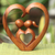 Wood sculpture, 'Story of Love' - Hand Carved Balinese Suar Wood Heart Sculpture of Kissing Co (image 2) thumbail