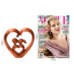 Wood sculpture, 'Story of Love' - Hand Carved Heart Sculpture