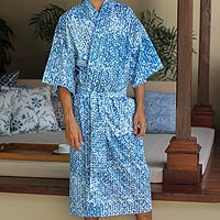 Featured review for Mens cotton robe, Blue Baskets