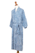 Men's cotton robe, 'Blue Baskets' - Men's Unique Cotton Robe (image 2f) thumbail