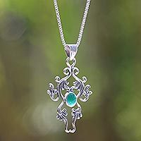 Sterling silver pendant necklace, 'Denpasar Dew'