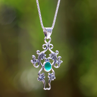 Sterling silver pendant necklace, 'Denpasar Dew' - Sterling silver pendant necklace