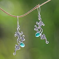 Sterling silver floral earrings, 'Denpasar Dew' - Sterling silver floral earrings