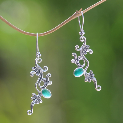 Sterling silver floral earrings, 'Denpasar Dew' - Sterling silver floral earrings