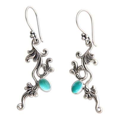 Sterling silver floral earrings, 'Denpasar Dew' - Sterling silver floral earrings