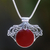 Carnelian pendant necklace, 'Majapahit Glam' - Artisan Crafted Silver and Carnelian Pendant Necklace