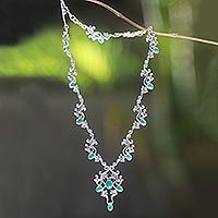 Sterling silver floral necklace, 'Majapahit Majesty'