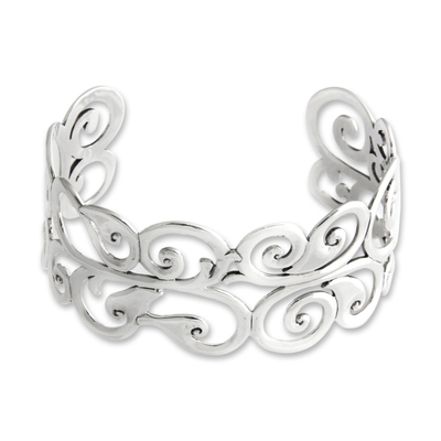 Sterling silver cuff bracelet, 'Forest Fronds' - Sterling Silver Cuff Bracelet