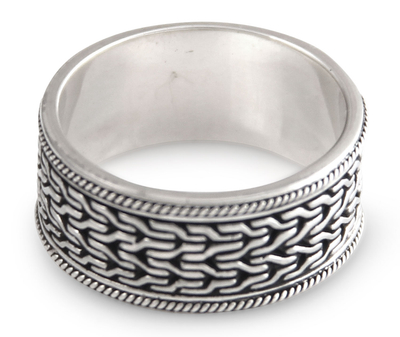 Sterling silver band ring, 'Waterfall' - Sterling Silver Band Ring