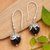 Onyx dangle earrings, 'Denpasar Belle' - Fair Trade Gold Accent and Onyx Dangle Earrings (image 2) thumbail