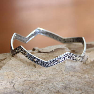 Sterling silver bangle bracelet, 'Sunny Java' - Sterling silver bangle bracelet