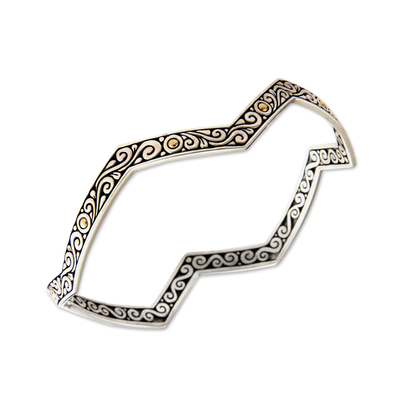Sterling silver bangle bracelet, 'Sunny Java' - Sterling silver bangle bracelet