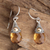 Citrine dangle earrings, 'Sunny Glow' - Hand Crafted Citrine and Sterling Silver Earrings