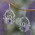 Amethyst dangle earrings, 'Dancing Swan' - Sterling Silver and Amethyst Bird Earrings thumbail