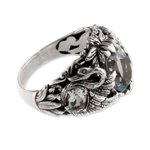 Blue topaz cocktail ring, 'Dancing Swan' - Sterling Silver and Blue Topaz Cocktail Ring