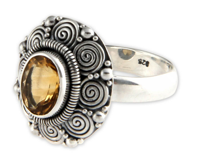 Indonesian Sterling Silver and Citrine Cocktail Ring