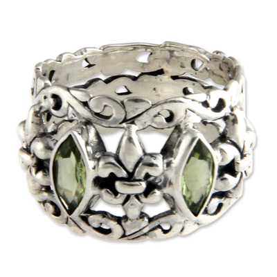 Peridot multi-stone ring, 'Splendor in Green' - Sterling Silver and Peridot Ring from Indonesia